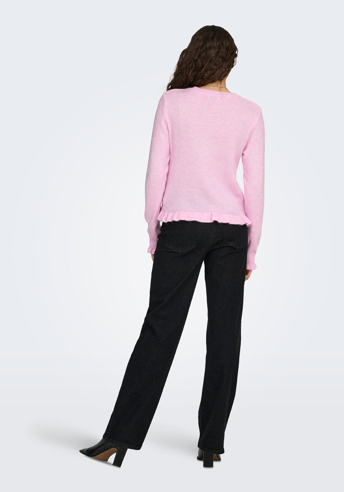 Jdy Letty Long Sleeve On Frill Cardigan - Pink Lady Melange 2 Shaws Department Stores