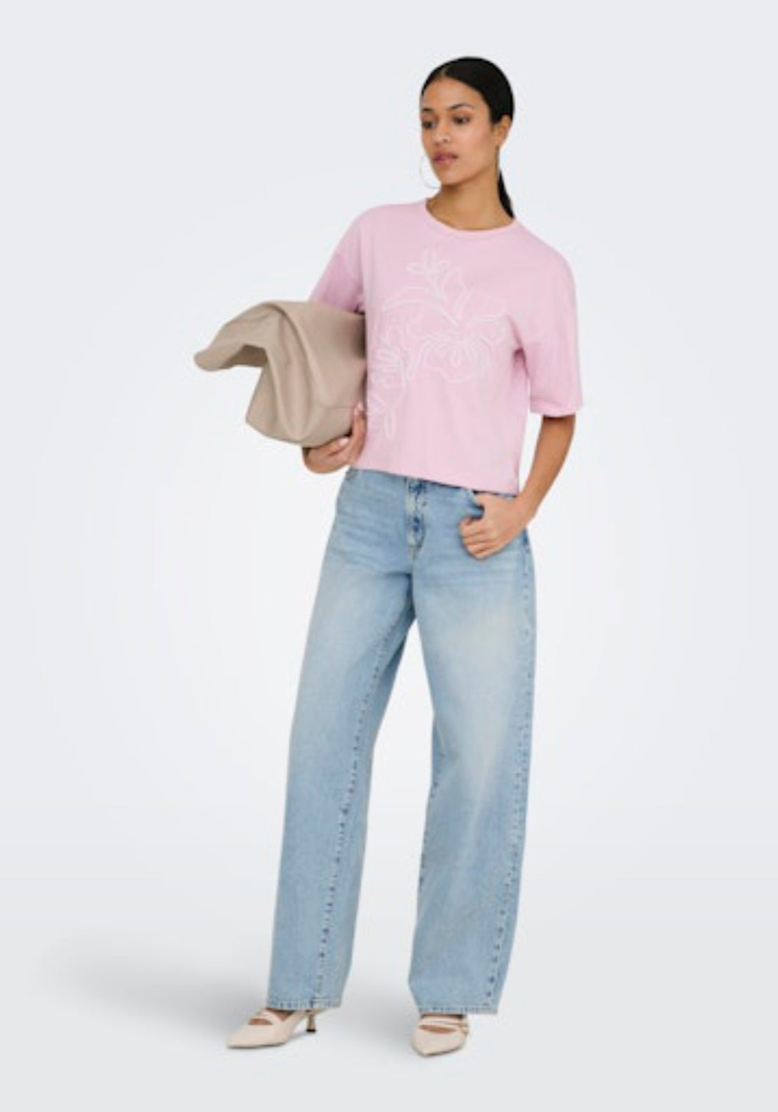 Jdy Cally Life Short Sleeve Top - Fragrant Lilac/white Flower 5 Shaws Department Stores