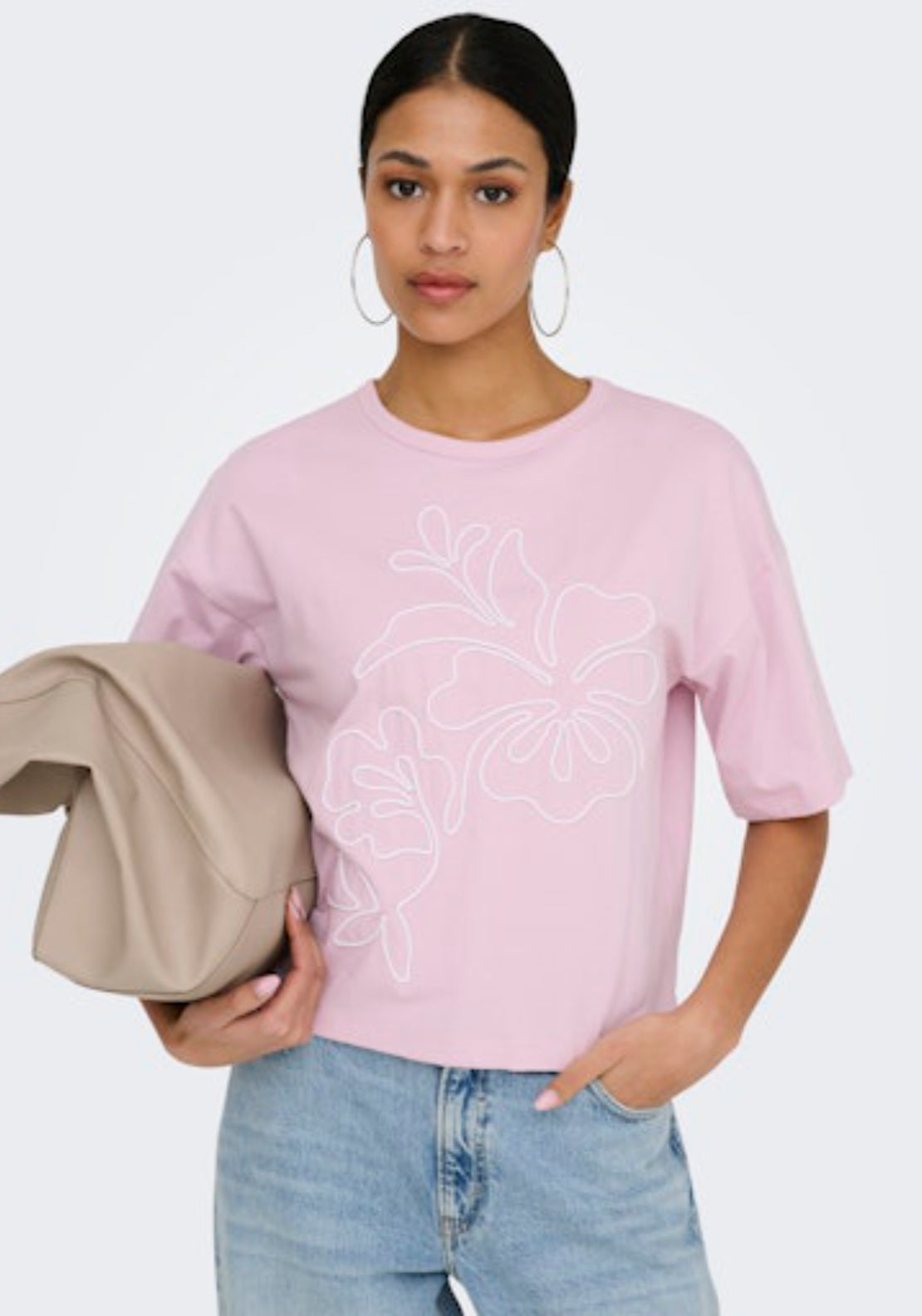Jdy Cally Life Short Sleeve Top - Fragrant Lilac/white Flower 1 Shaws Department Stores