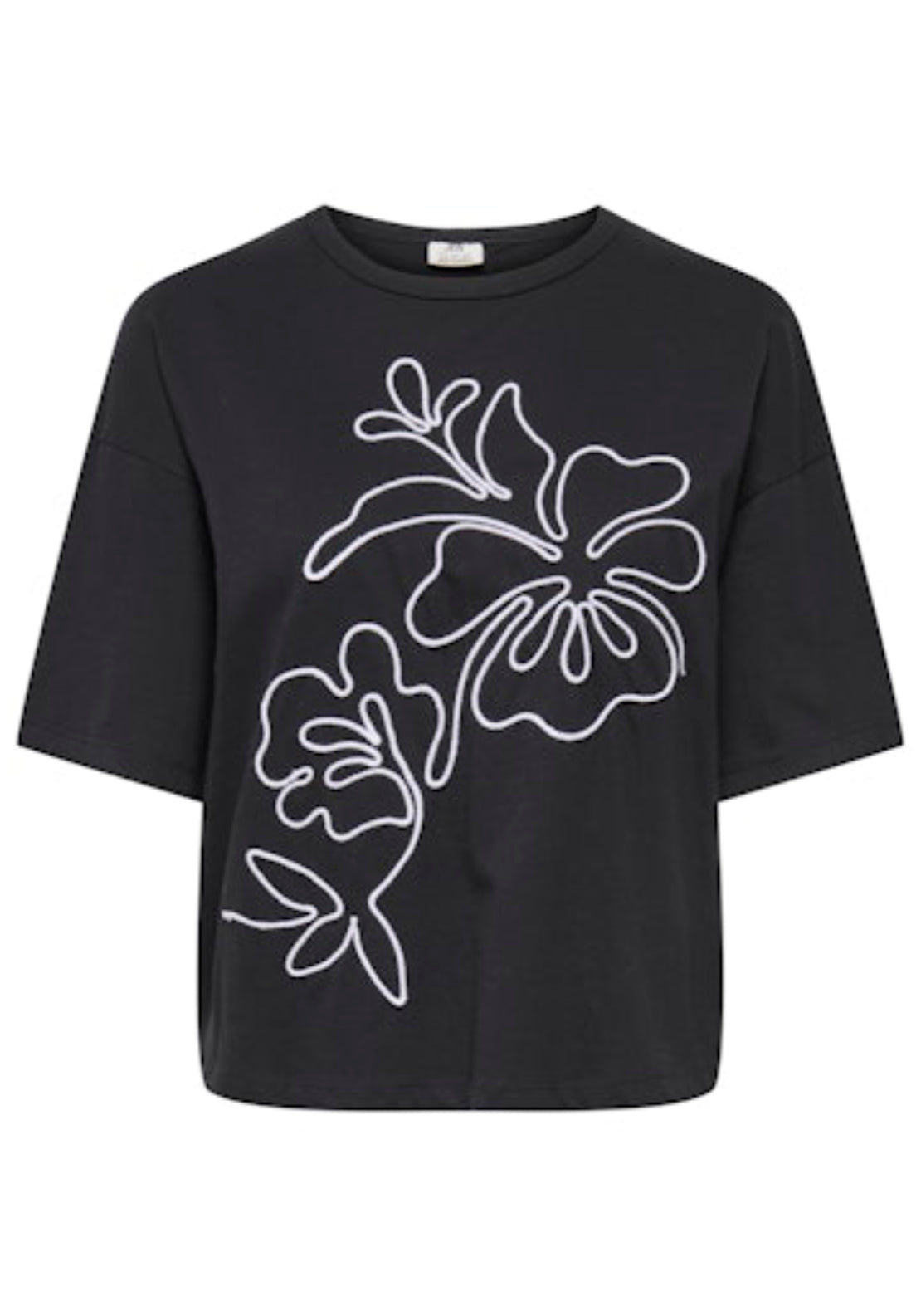 Jdy Cally Life Short Sleeve Top - Black/white Flower 5 Shaws Department Stores
