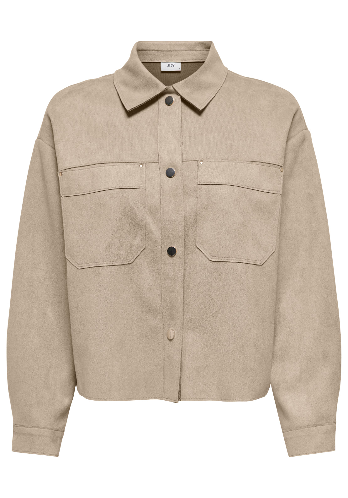 Jdy Julle Long Sleeve Faux Suede Shirt - Oxford Tan 4 Shaws Department Stores