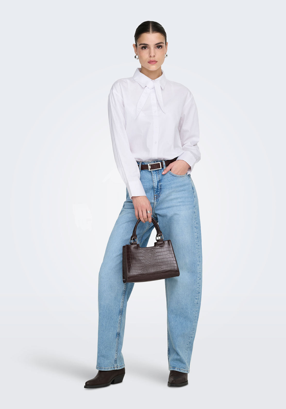 Jdy Willow Loose Long Sleeve Bow Shirt - Bright White 4 Shaws Department Stores