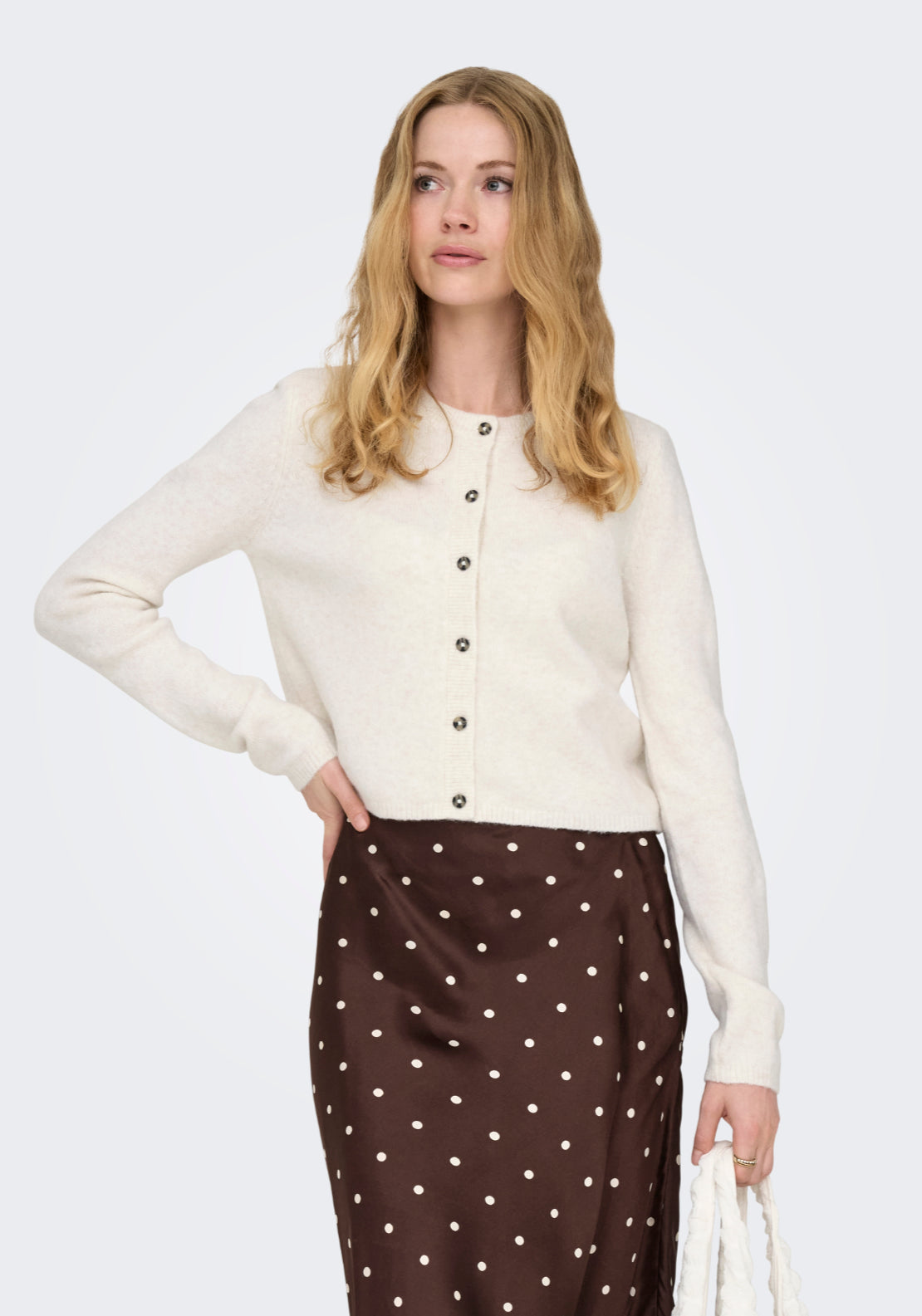 Jdy Chloe Long Sleeve Cardigan - Birch Melange 1 Shaws Department Stores