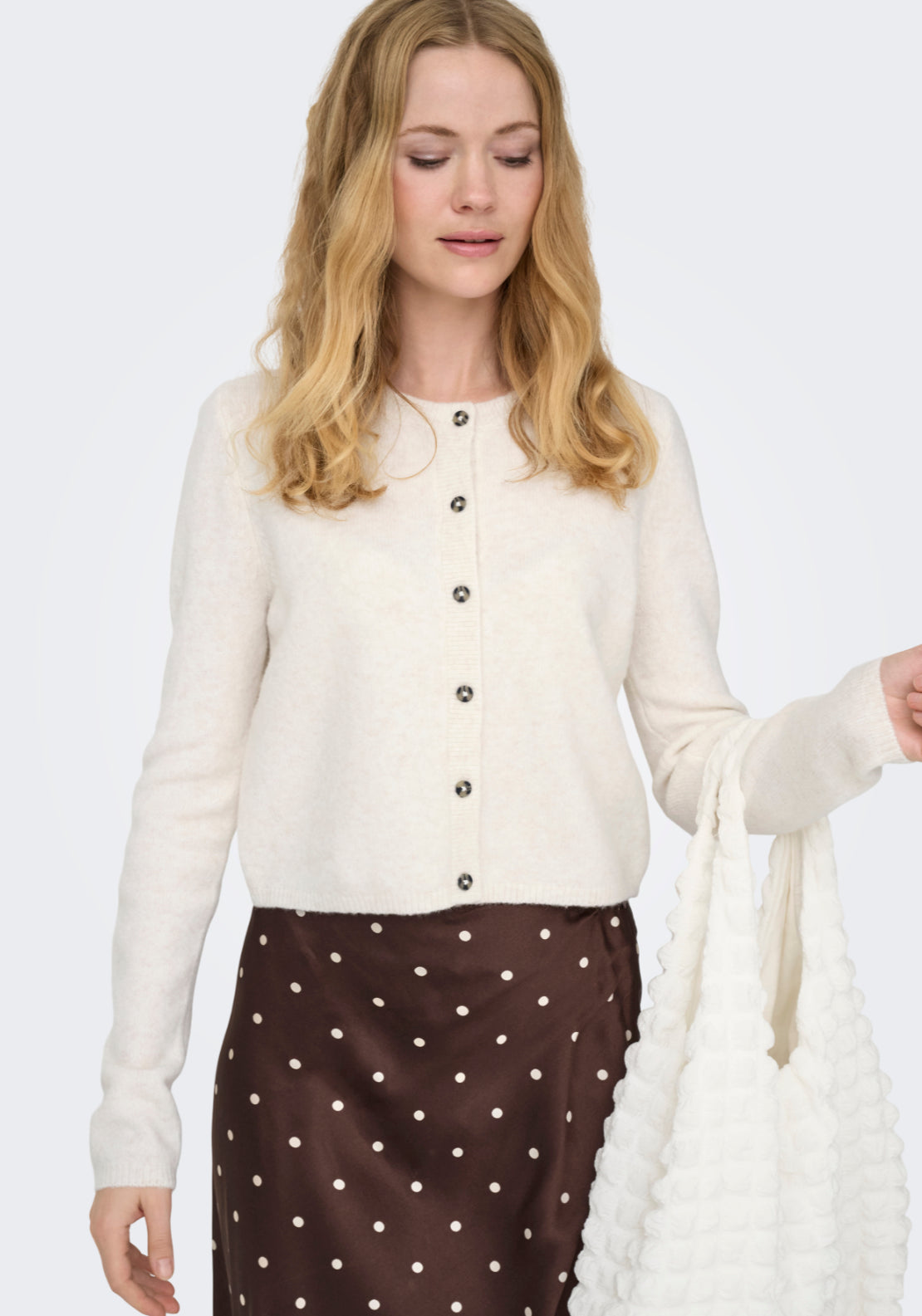 Jdy Chloe Long Sleeve Cardigan - Birch Melange 4 Shaws Department Stores
