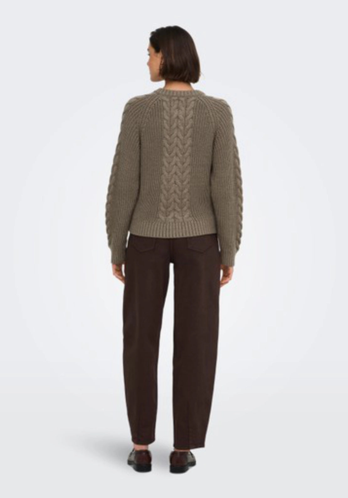 Carmella Long Sleeve Cable Cardigan - Walnut