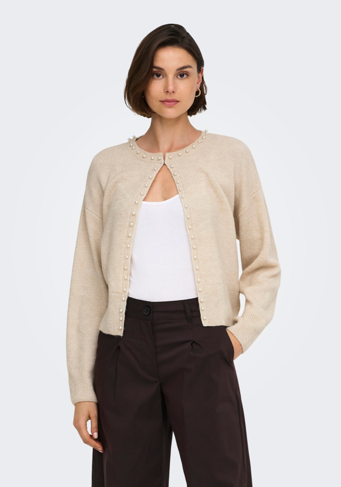 Jdy Emmali Long Sleeve Cardigan - Beige 1 Shaws Department Stores