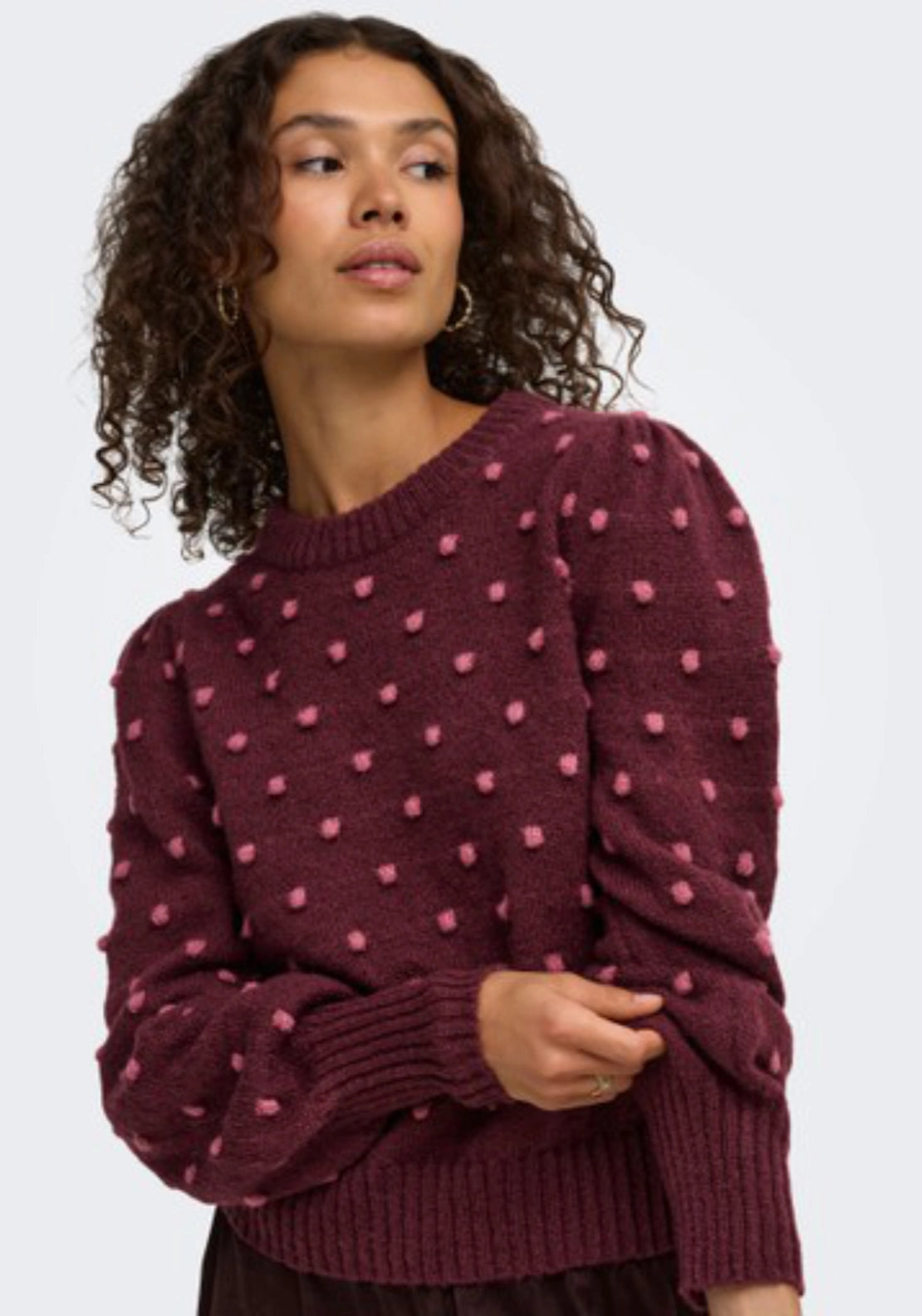 Sigrid Life Long Sleeve Pullover - Windsor Wine/dr Dots