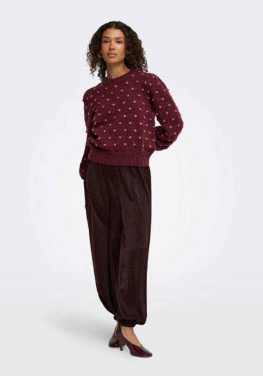 Sigrid Life Long Sleeve Pullover - Windsor Wine/dr Dots