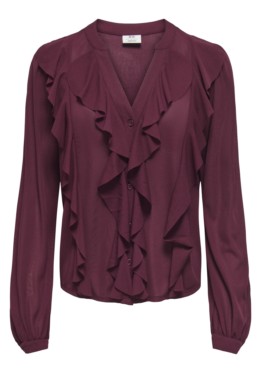 Uso Long Sleeve Frill Top - Windsor Wine