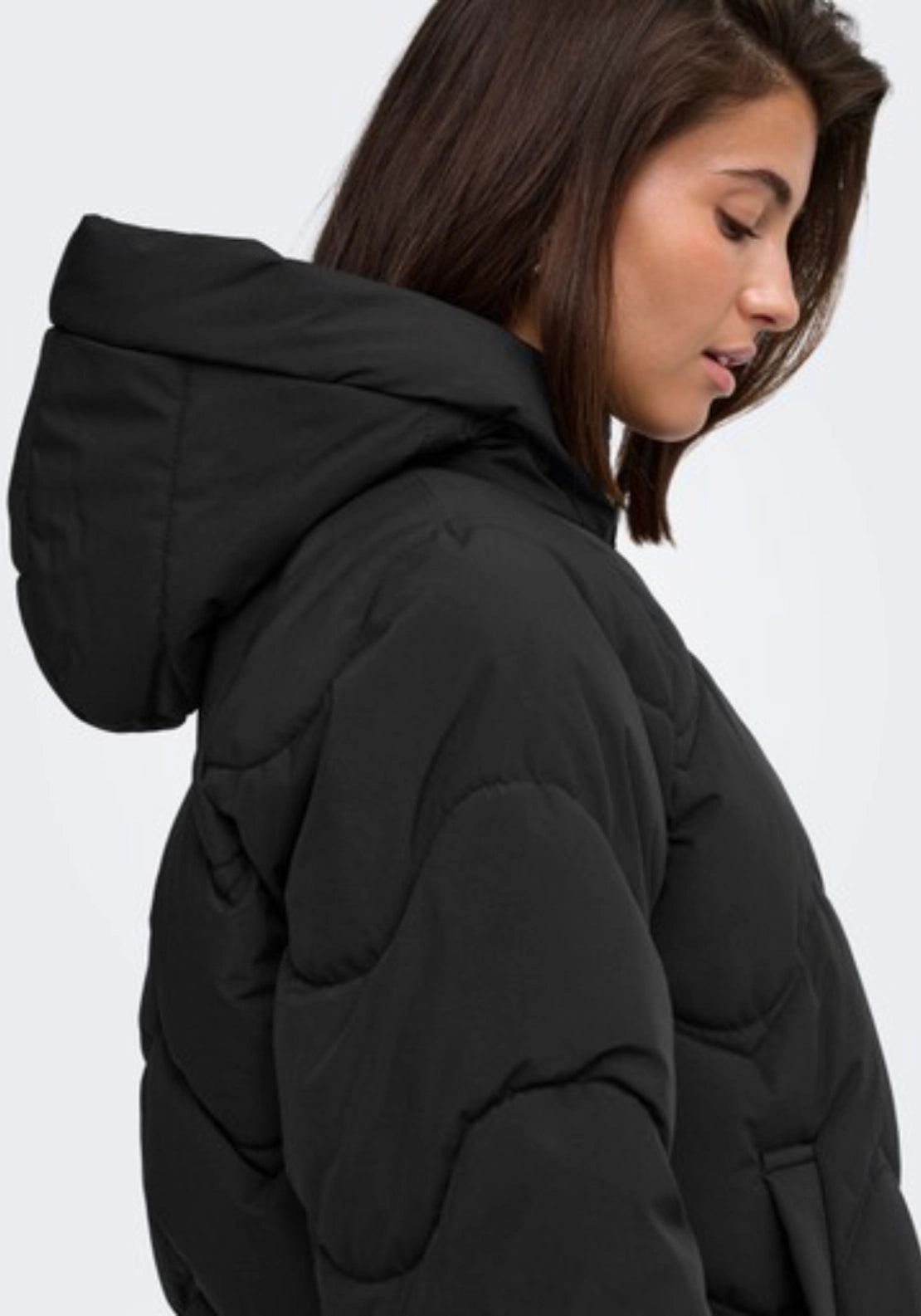 Power Short Hood Puffer Coat - Black