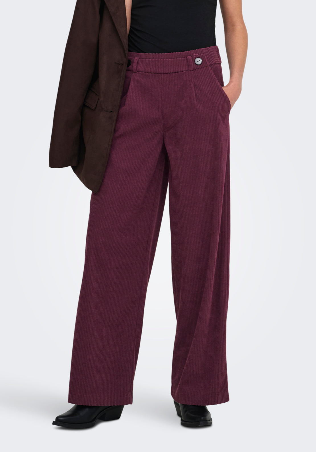 Jdy Geggo Cord Trousers - Windsor Wine 1 Shaws Department Stores