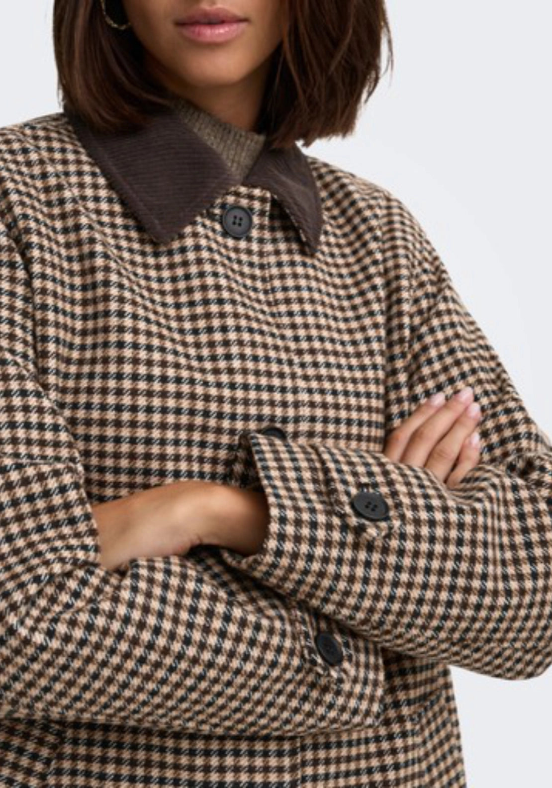 Valerie Check Coat - Iced Coffee
