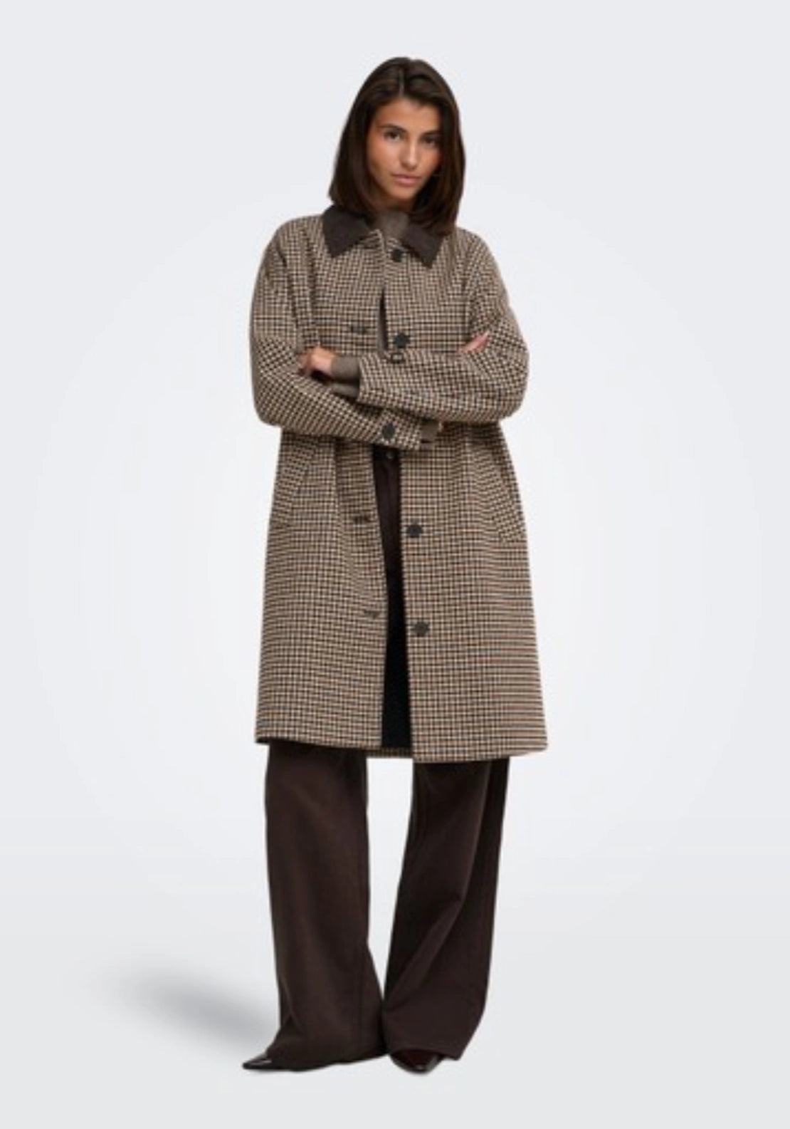 Valerie Check Coat - Iced Coffee