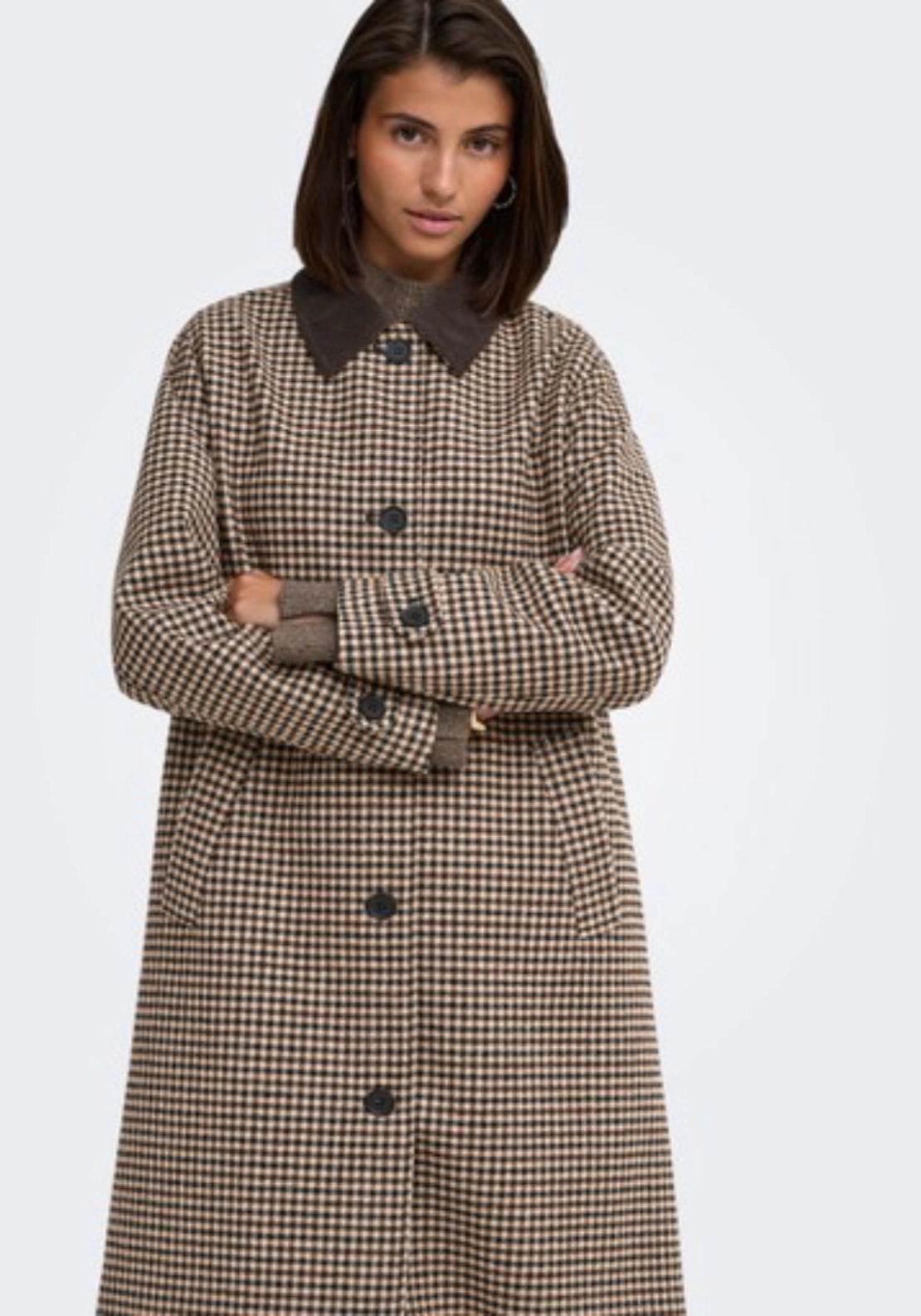 Valerie Check Coat - Iced Coffee