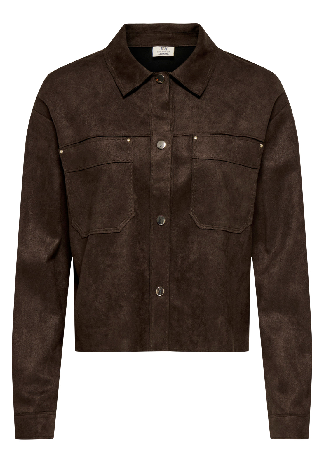 Jdy Julle Long Sleeve Faux Suede Shirt - Brown 6 Shaws Department Stores