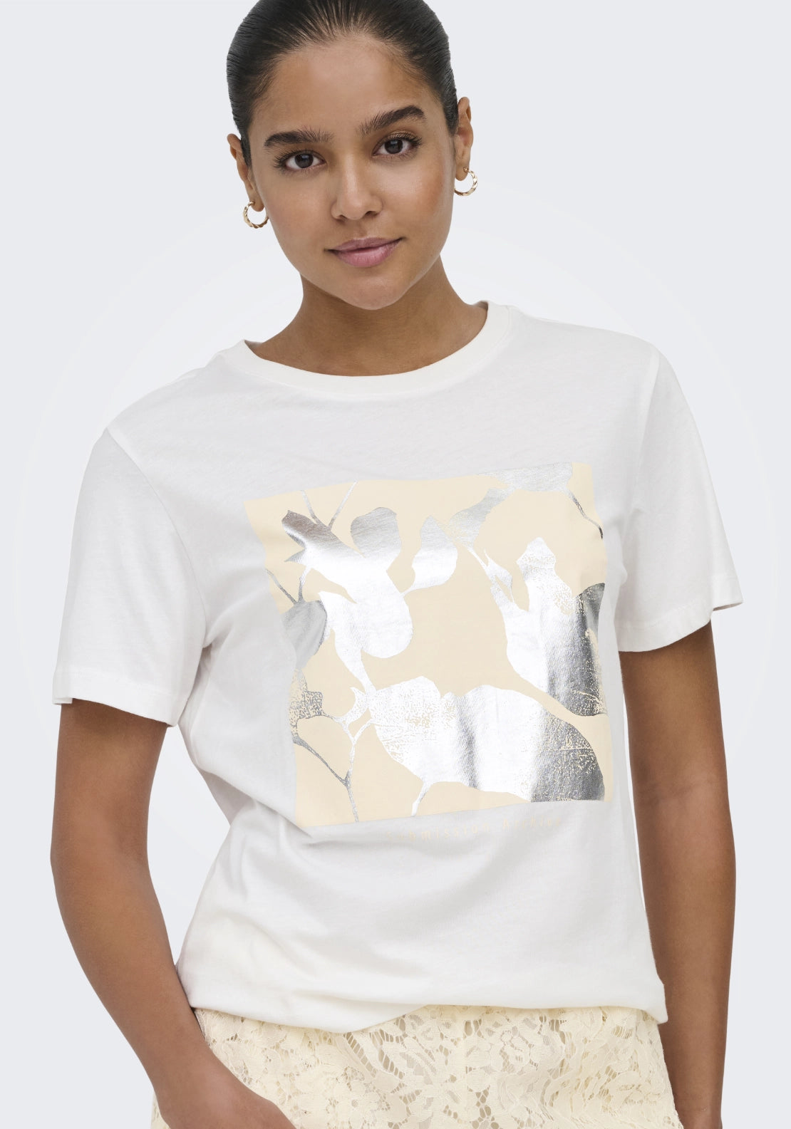 Lima Short Sleeve Print T-Shirt - Cloud Dancer Vivid