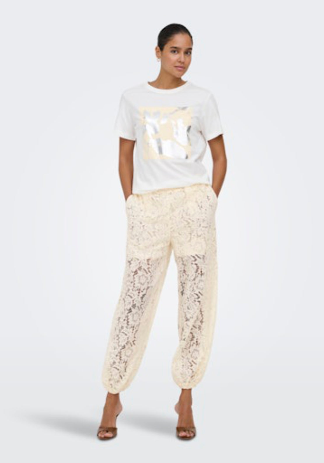 Lima Short Sleeve Print T-Shirt - Cloud Dancer Vivid