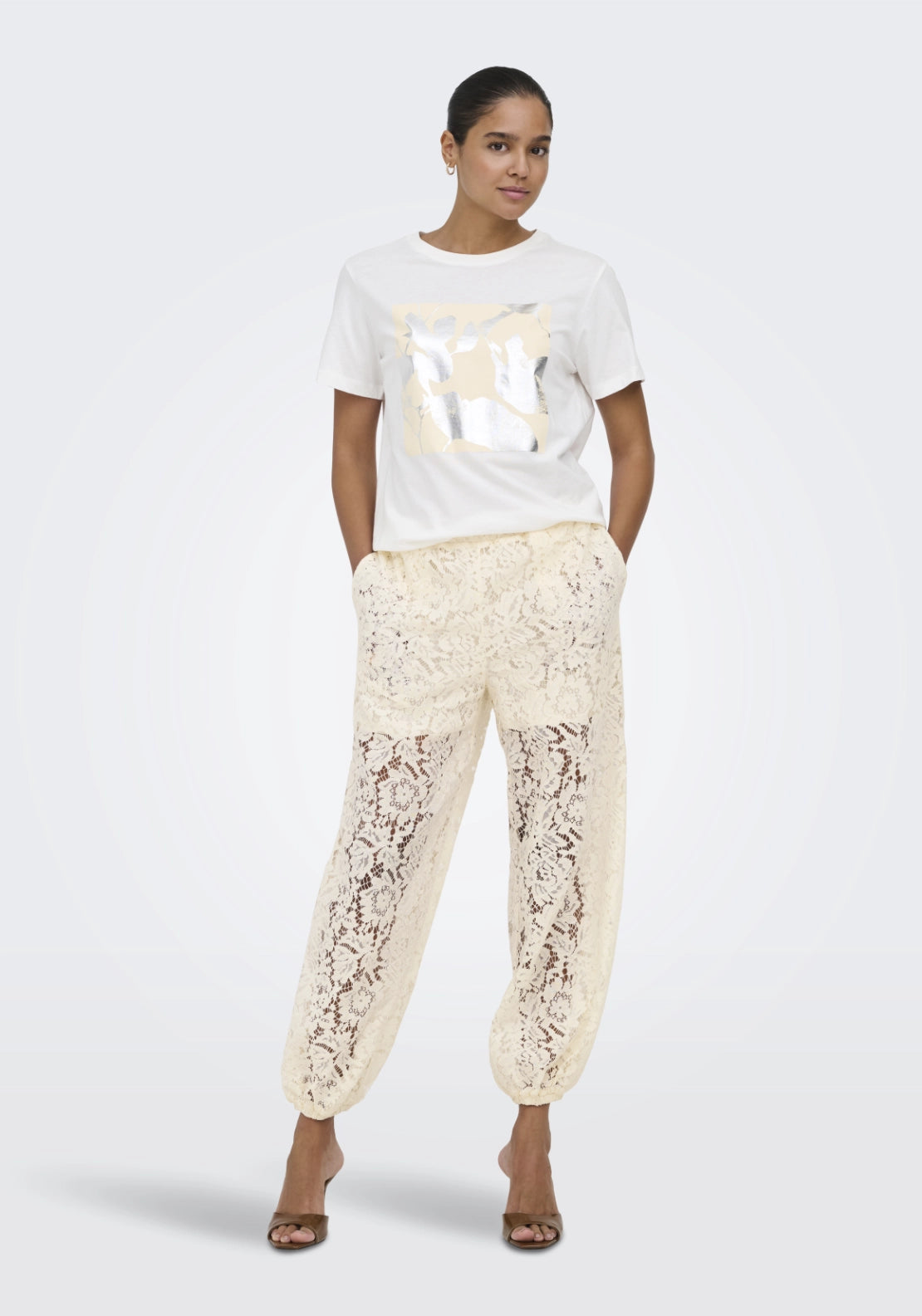 Lima Short Sleeve Print T-Shirt - Cloud Dancer Vivid