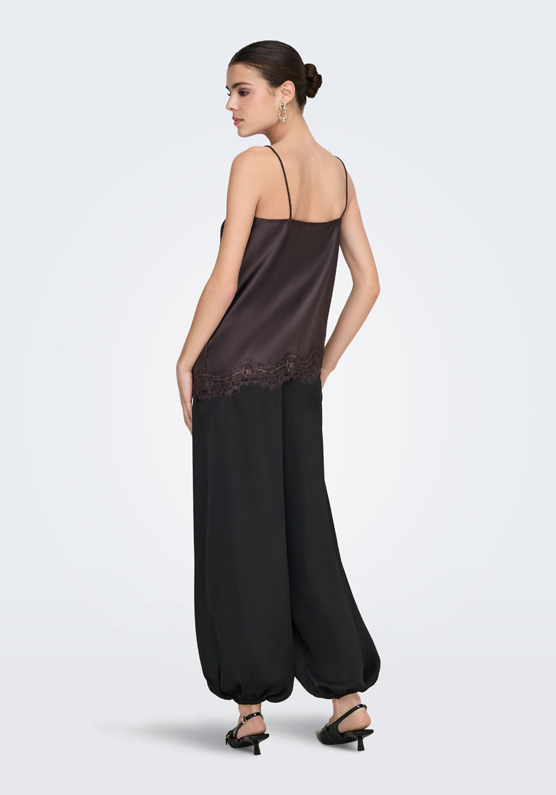 Jdy Fifi Sleveless Asymetric Lace Top - Chocolate Torte 2 Shaws Department Stores