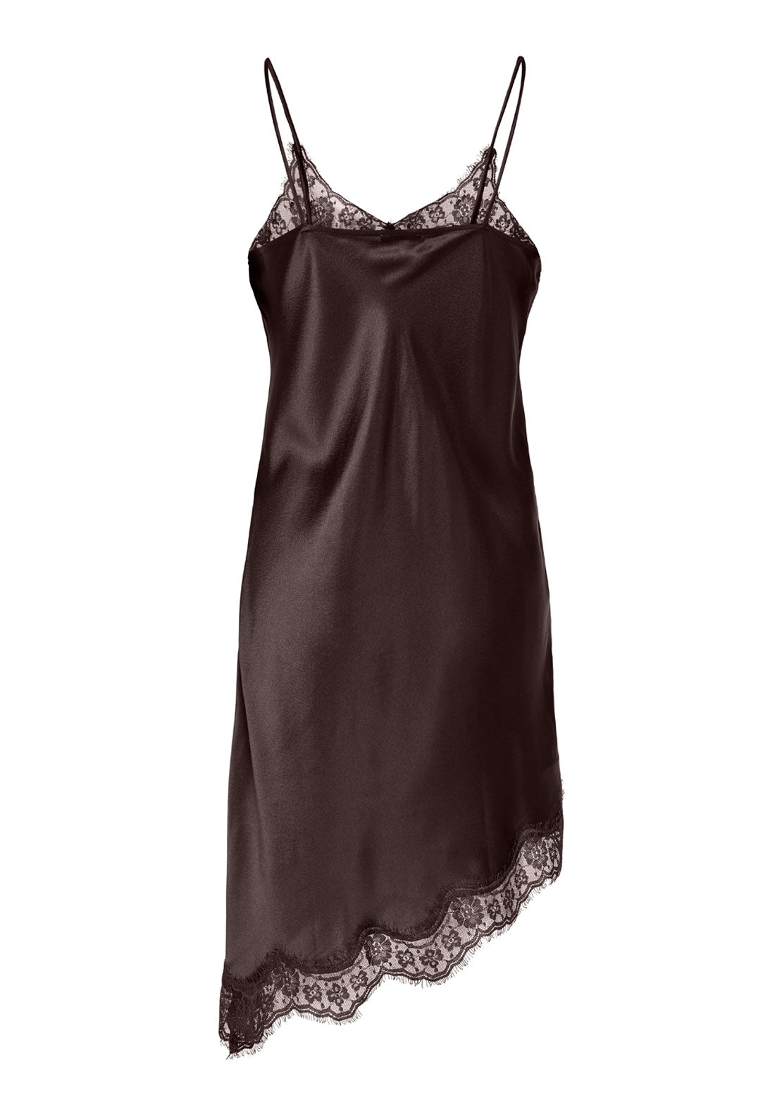 Jdy Fifi Sleveless Asymetric Lace Dress - Chocolate Torte 7 Shaws Department Stores