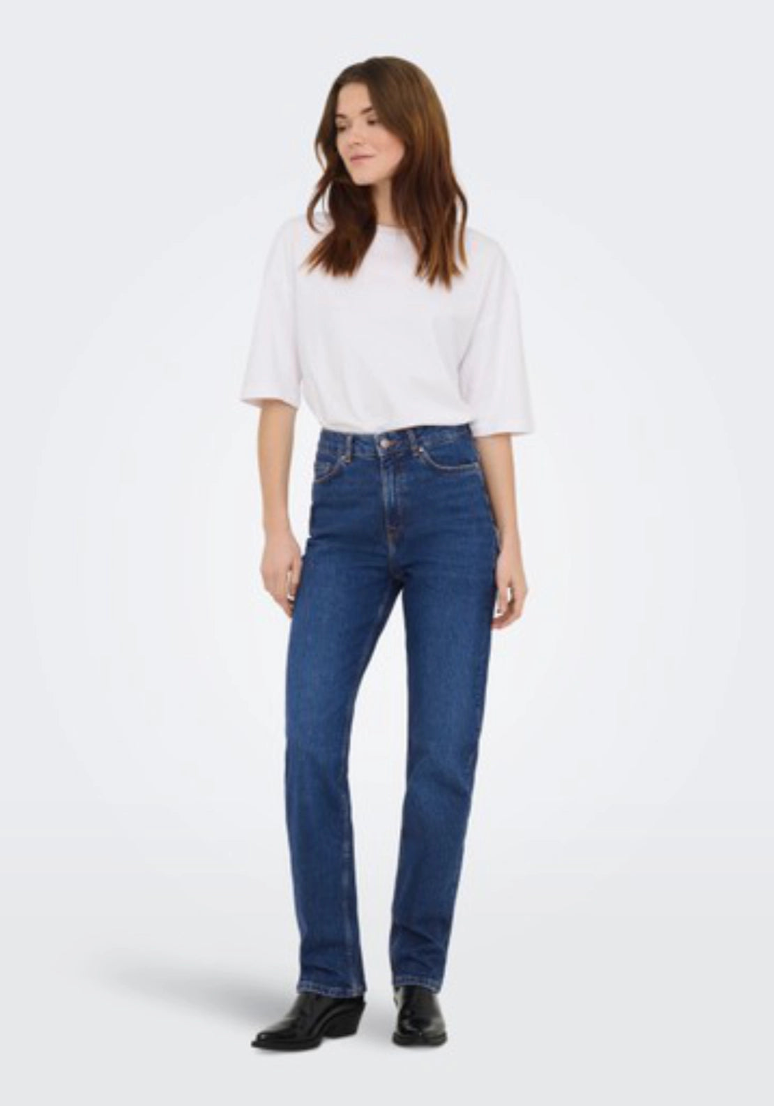 Petra High Waist Straight Jeans - Blue Denim