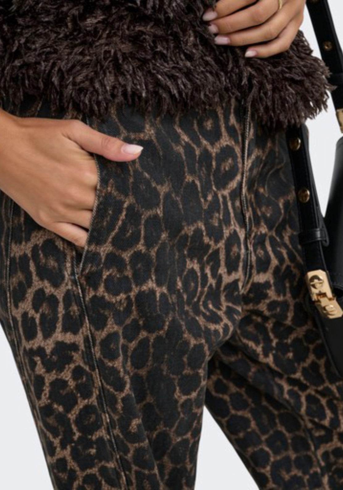 Bay High Waist Barrel Trousers - Fossil Leo