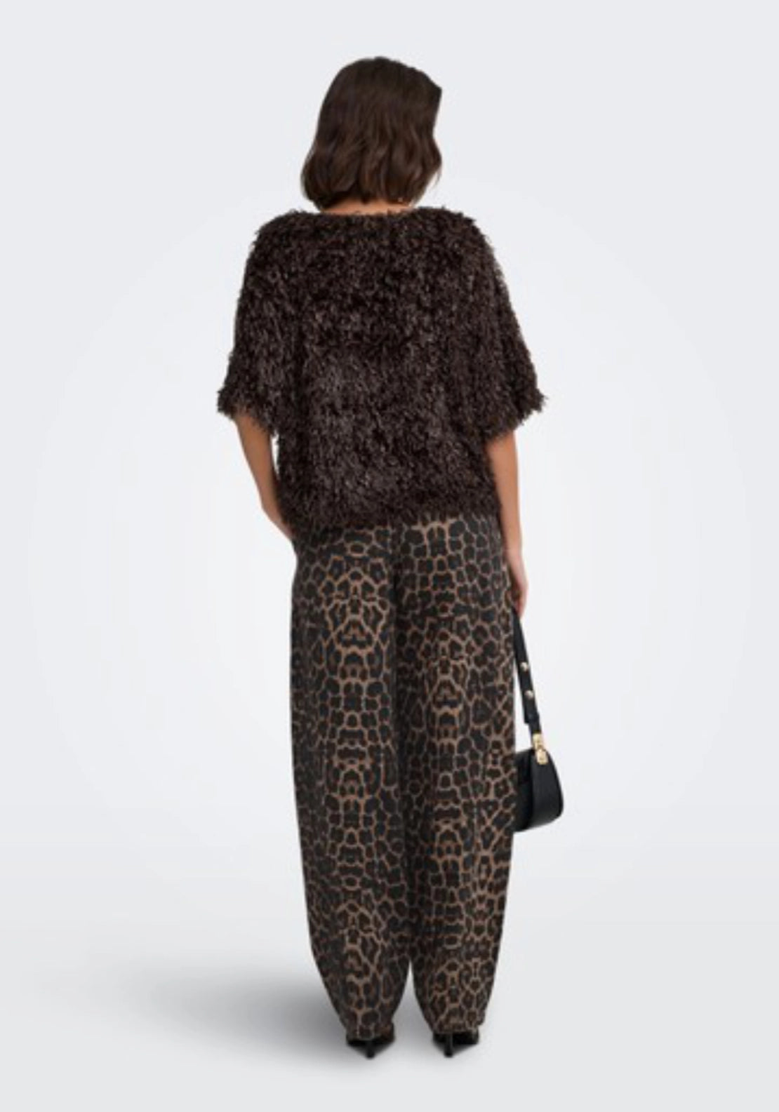 Bay High Waist Barrel Trousers - Fossil Leo