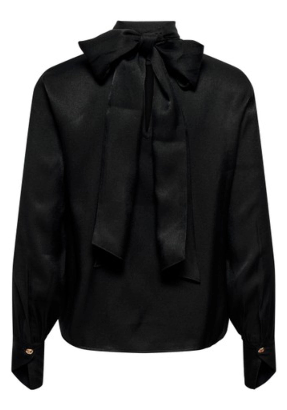 Fia Long Sleeve Bow Top - Black