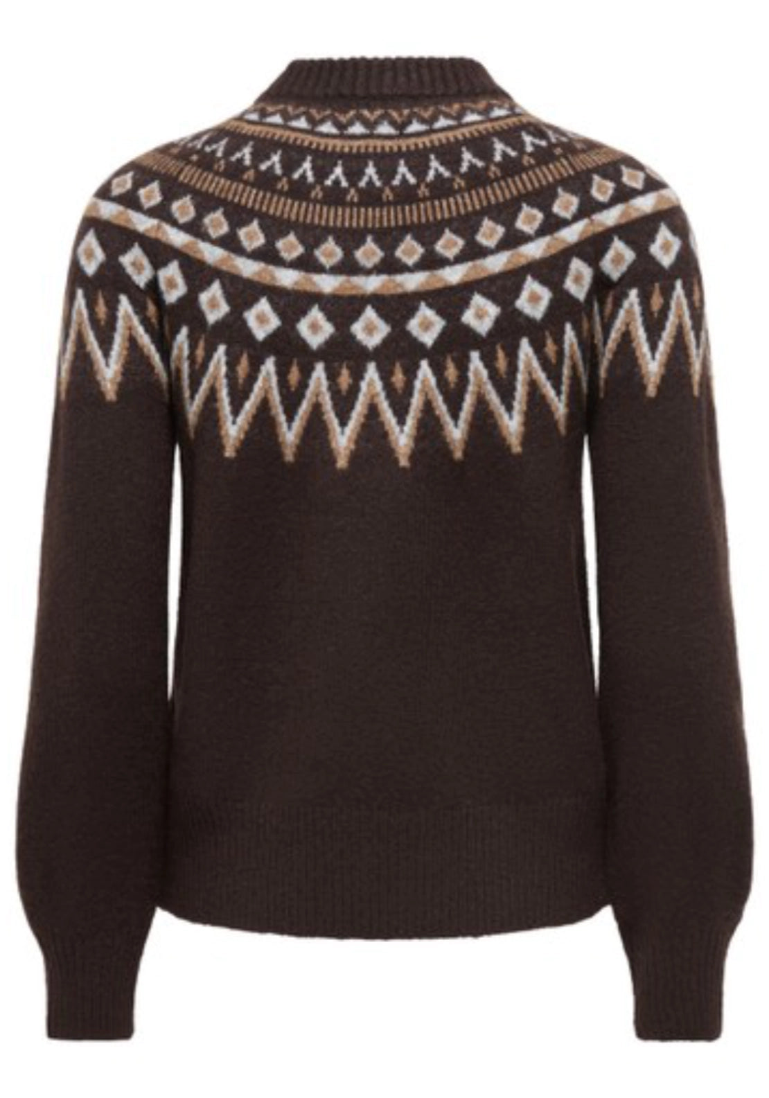 Junie Long Sleeve Fair Isle Pullover - Brown