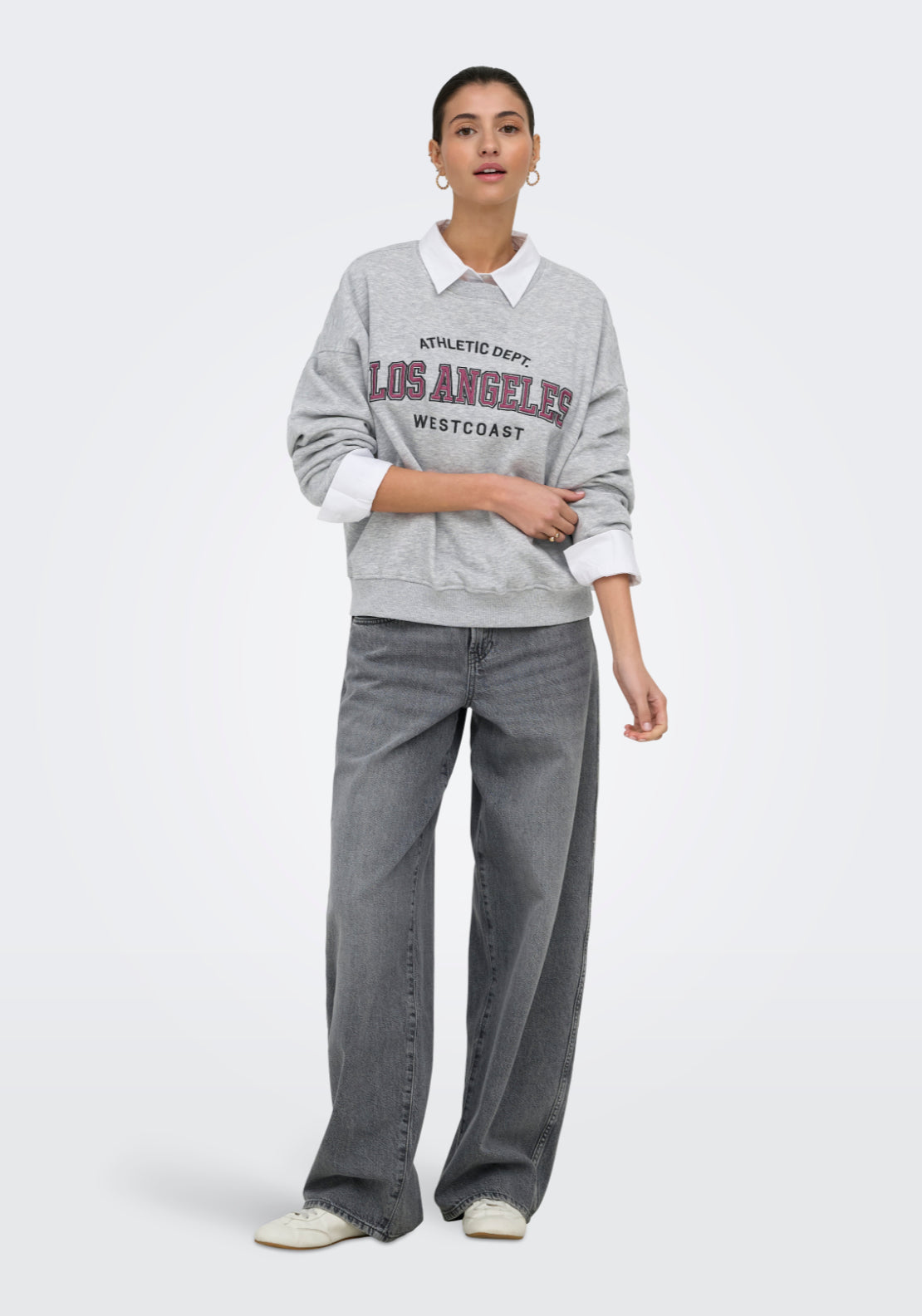 Jdy Mesa Long Sleeve Embroidered Sweatshirt - Light Grey Melange 4 Shaws Department Stores