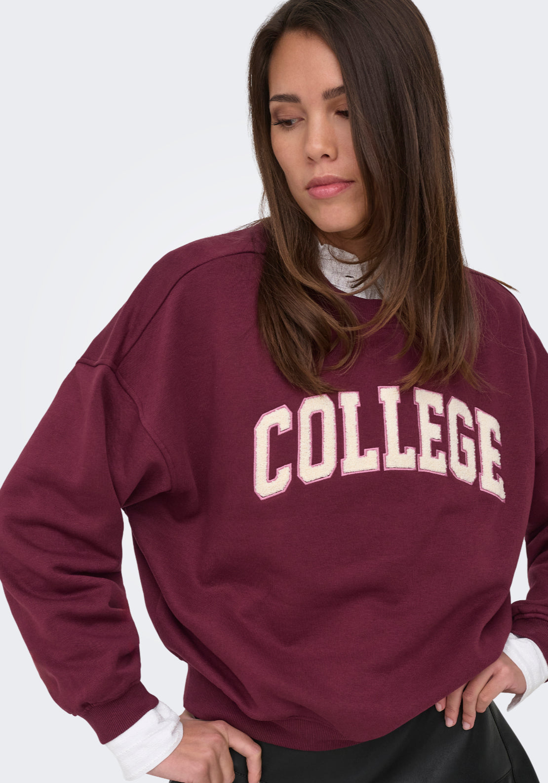 Jdy Mesa Long Sleeve Embroidered Sweatshirt - Windsor Wine 3 Shaws Department Stores