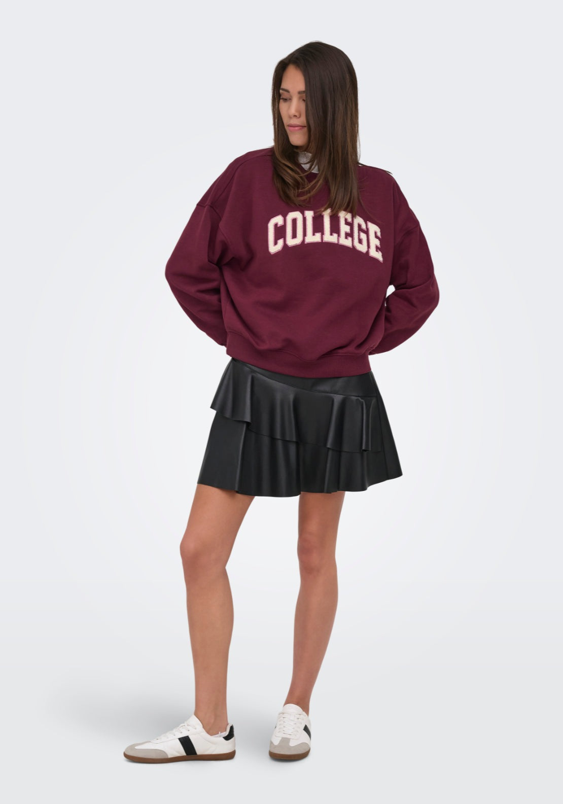 Jdy Mesa Long Sleeve Embroidered Sweatshirt - Windsor Wine 5 Shaws Department Stores