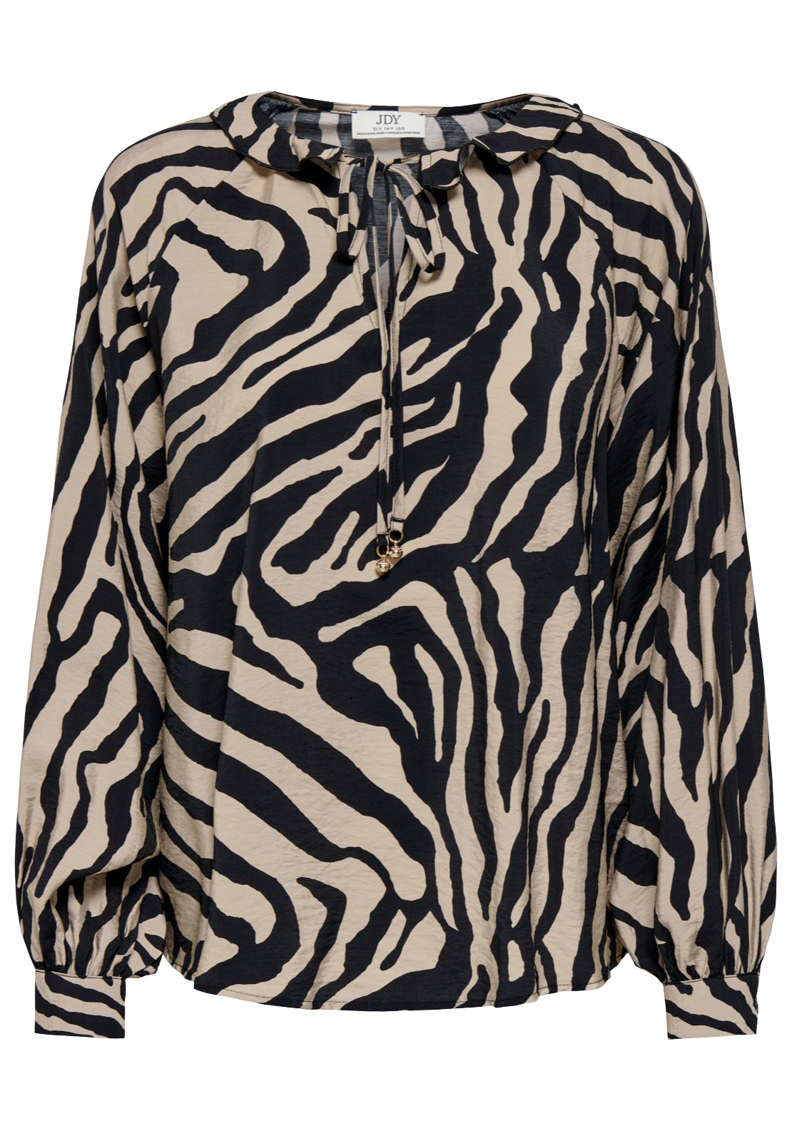 Jdy Troya Life Long Sleeve Top - Oatmeal Black Zebra 1 Shaws Department Stores