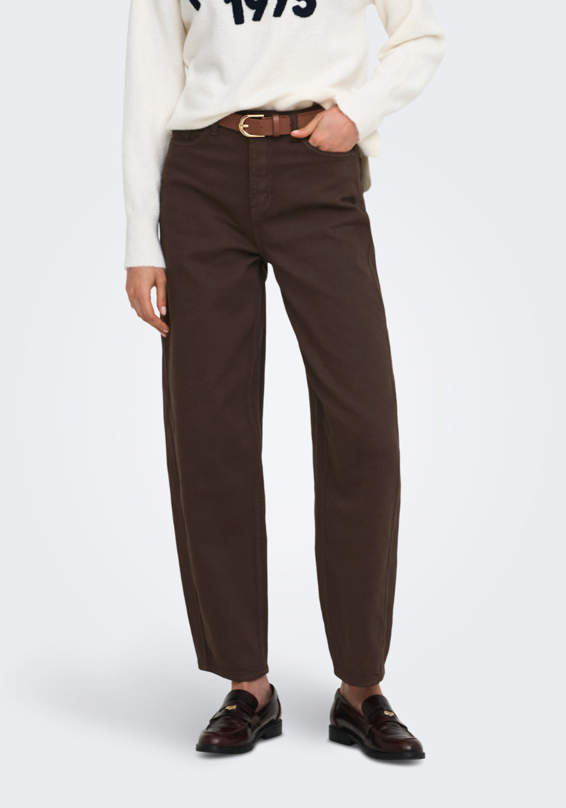 Jdy Susie Medium Rise Barrel Jeans - Chocolate Brown 1 Shaws Department Stores