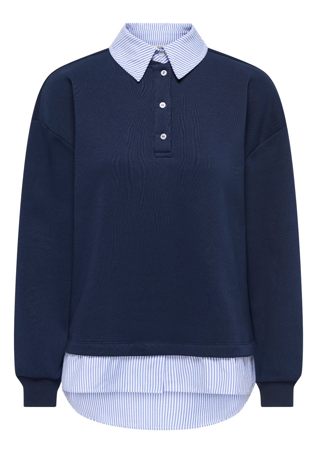 Jdy Laura Long Sleeve Collar Mix Sweatshirt - Night Sky 1 Shaws Department Stores