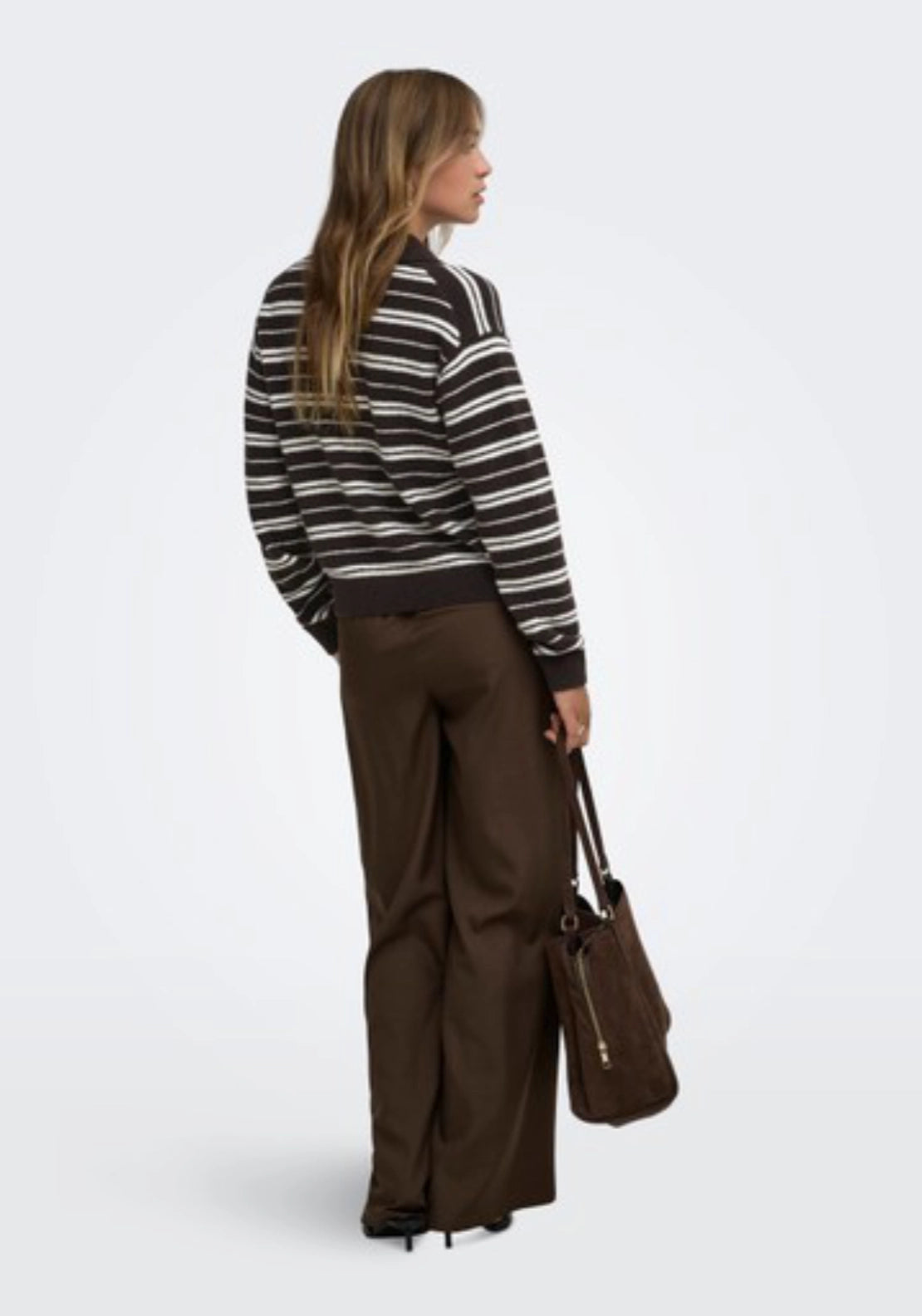 Chloe Long Sleeve Polo Pullover - Chocolate Brown