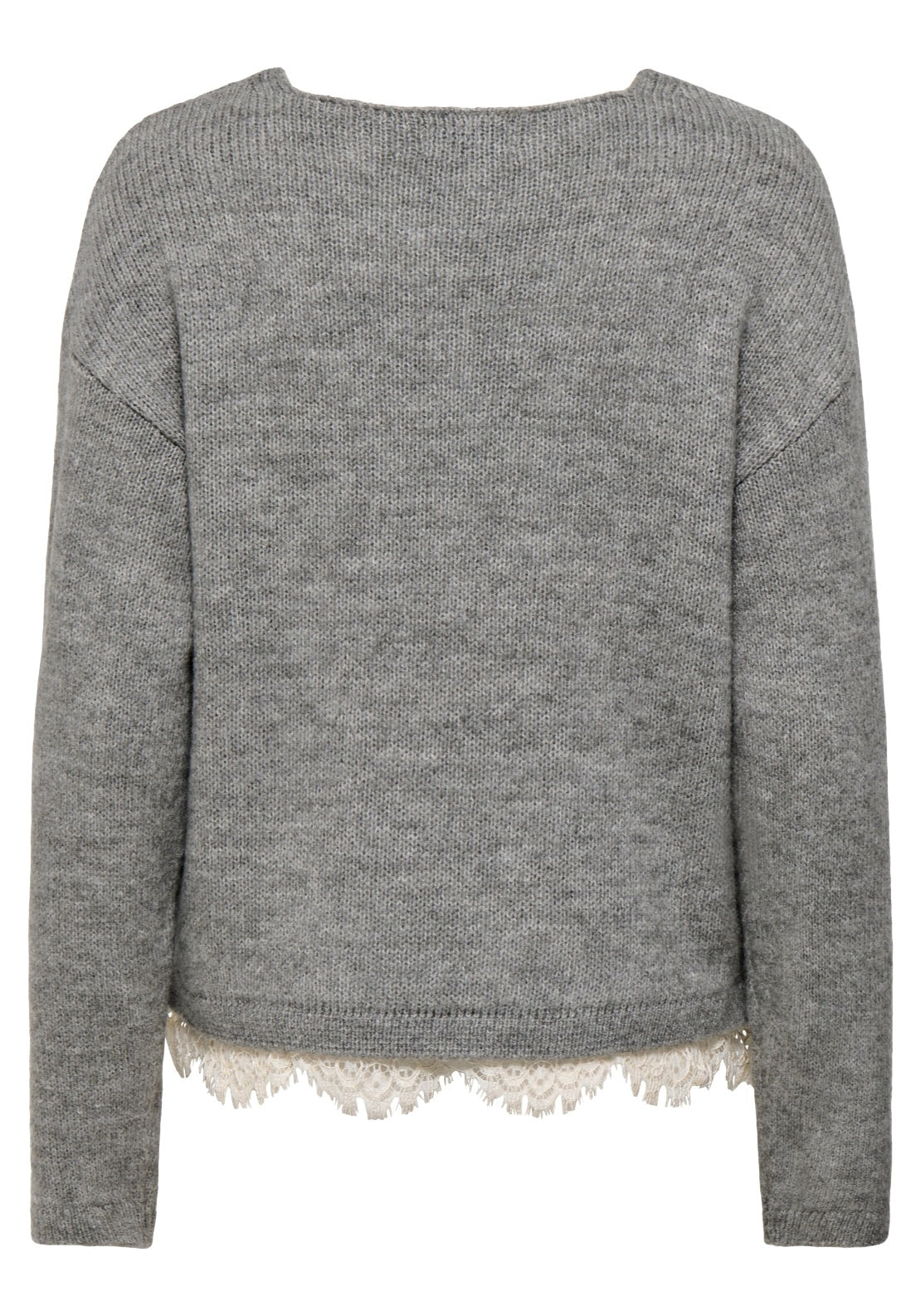 Jdy Stephanie Long Sleeve Lace Pullover - Light Grey Melange 2 Shaws Department Stores
