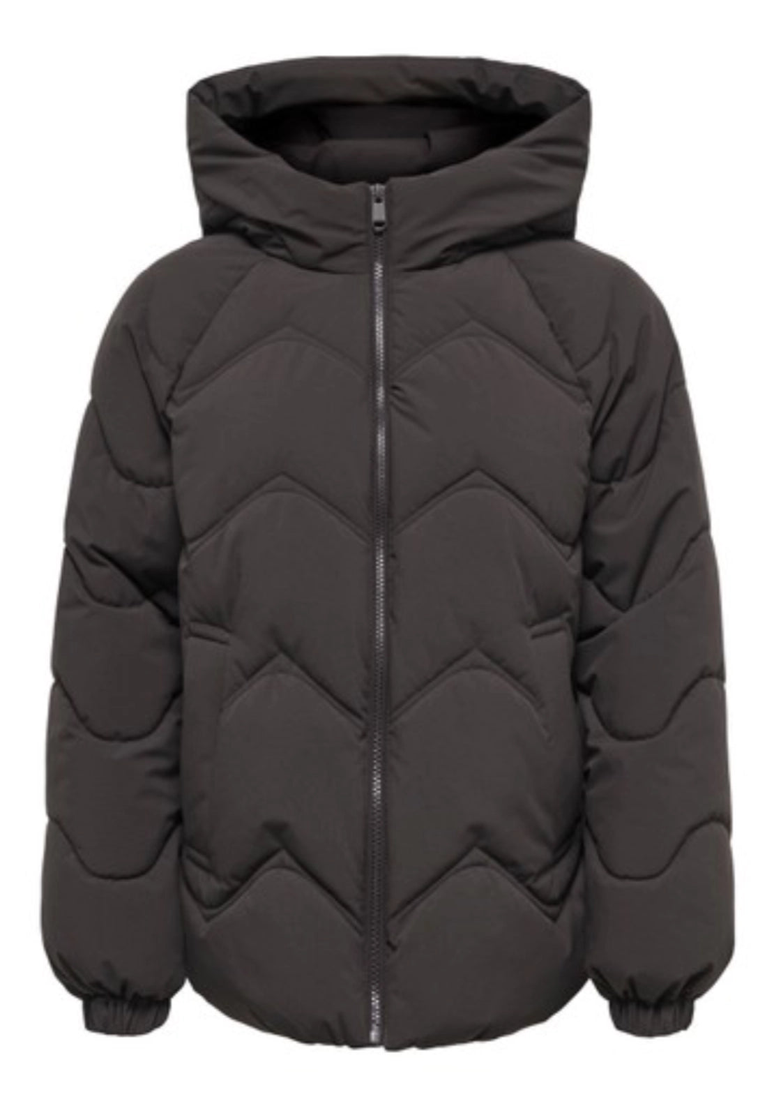 Power Short Hood Puffer Coat - Brown