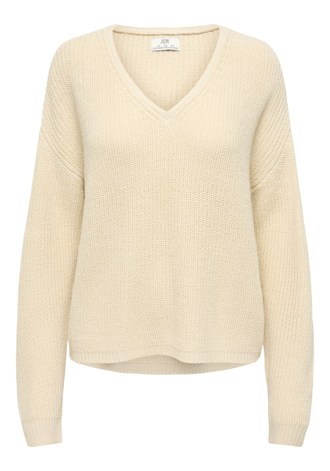 Jdy Evie Long Sleeve V-Neck Pullover - Beige 1 Shaws Department Stores