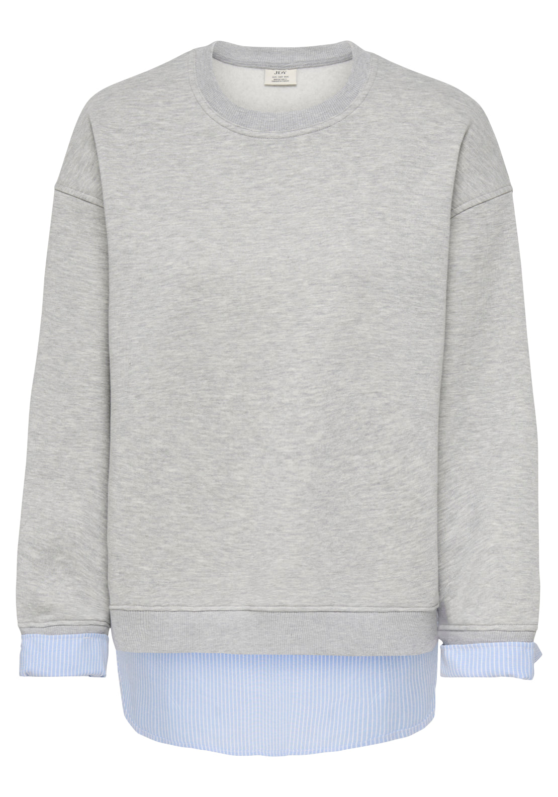 Jdy Laura Long Sleeve Shirt Detail Sweatshirt - Medium Grey Melange 1 Shaws Department Stores