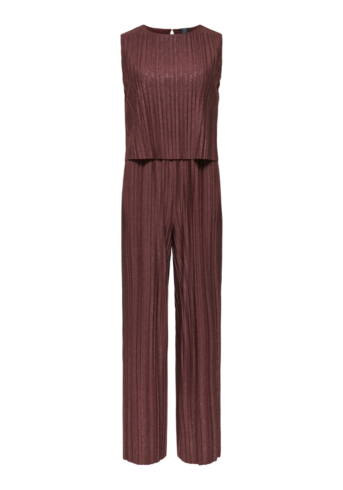 Jdy Lacy Sleeveless Plisse Jumpsuit - Rum Raisin Glitter 1 Shaws Department Stores