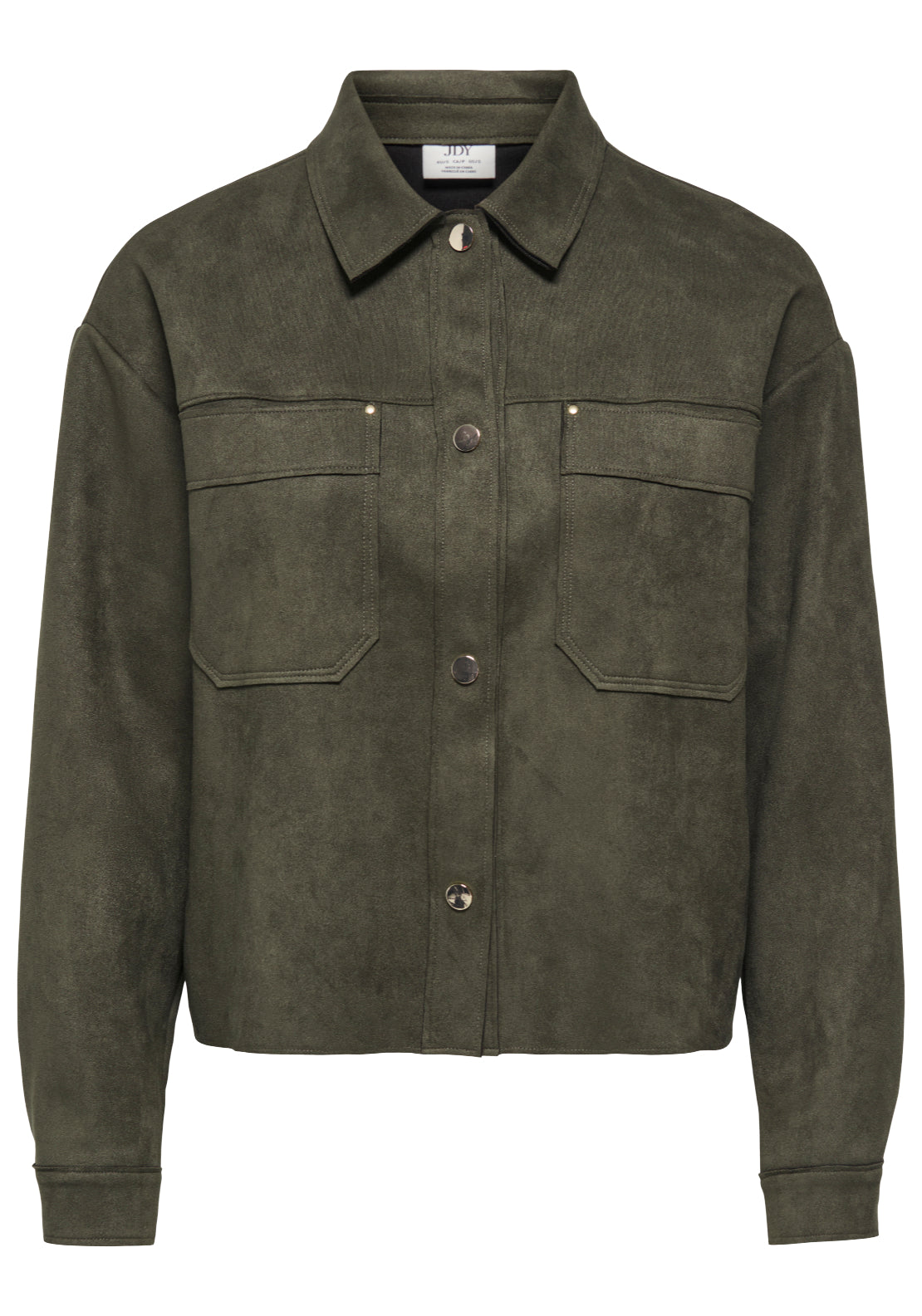 Jdy Julle Long Sleeve Faux Suede Shirt - Black Olive 1 Shaws Department Stores