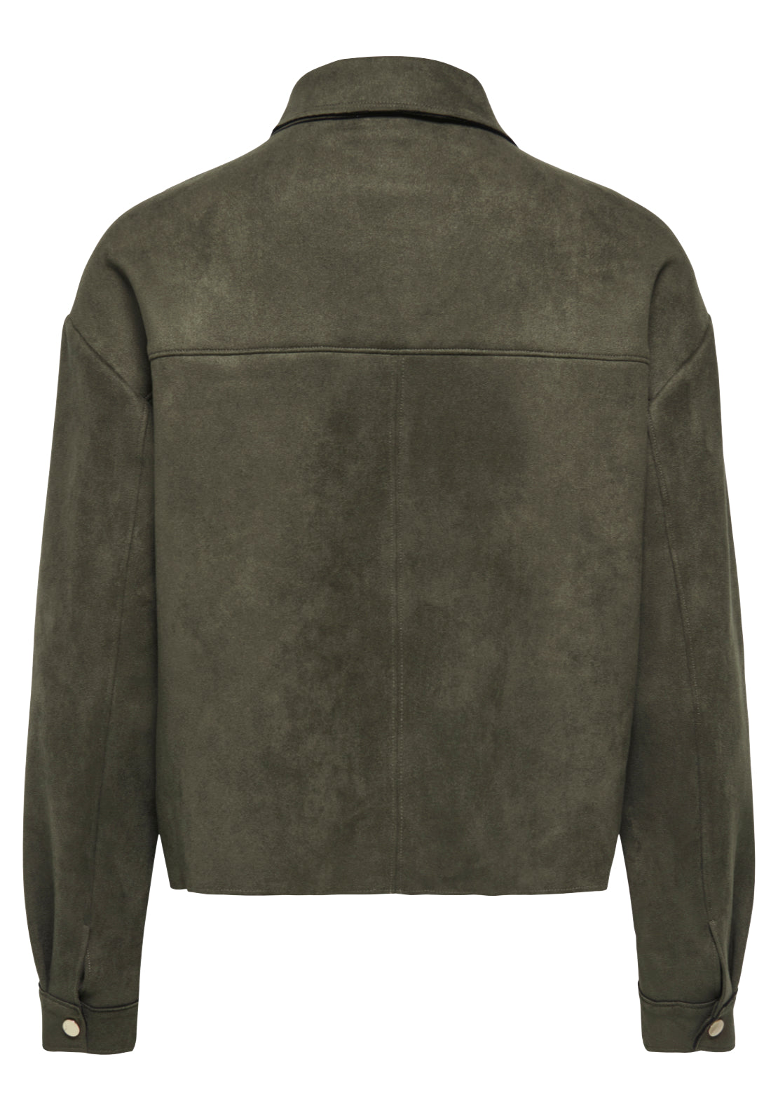 Jdy Julle Long Sleeve Faux Suede Shirt - Black Olive 2 Shaws Department Stores