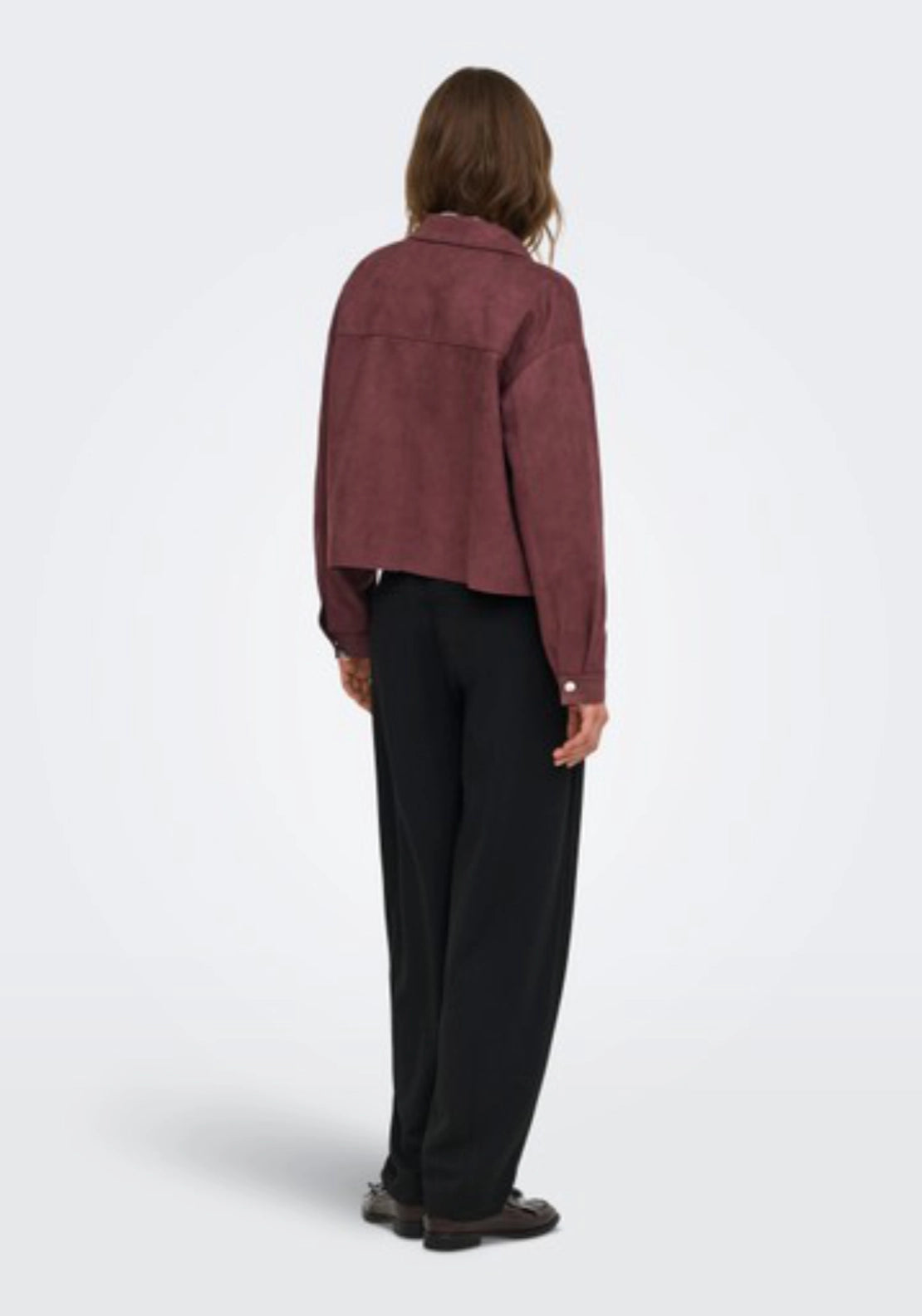 Julle Long Sleeve Faux Suede Shirt - Rum Raisin