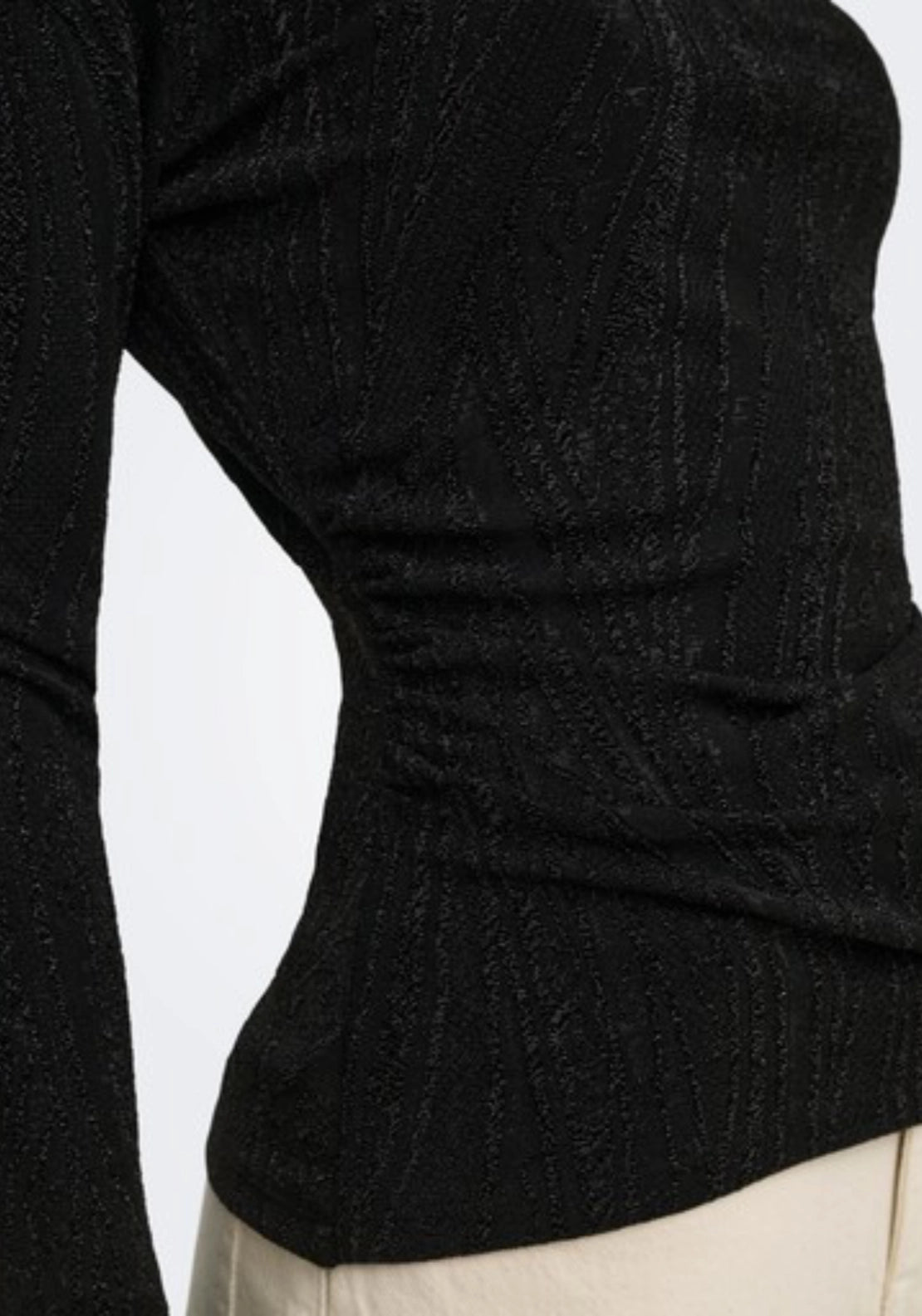 Kiwi Long Sleeve O-Neck Top - Black Glitter