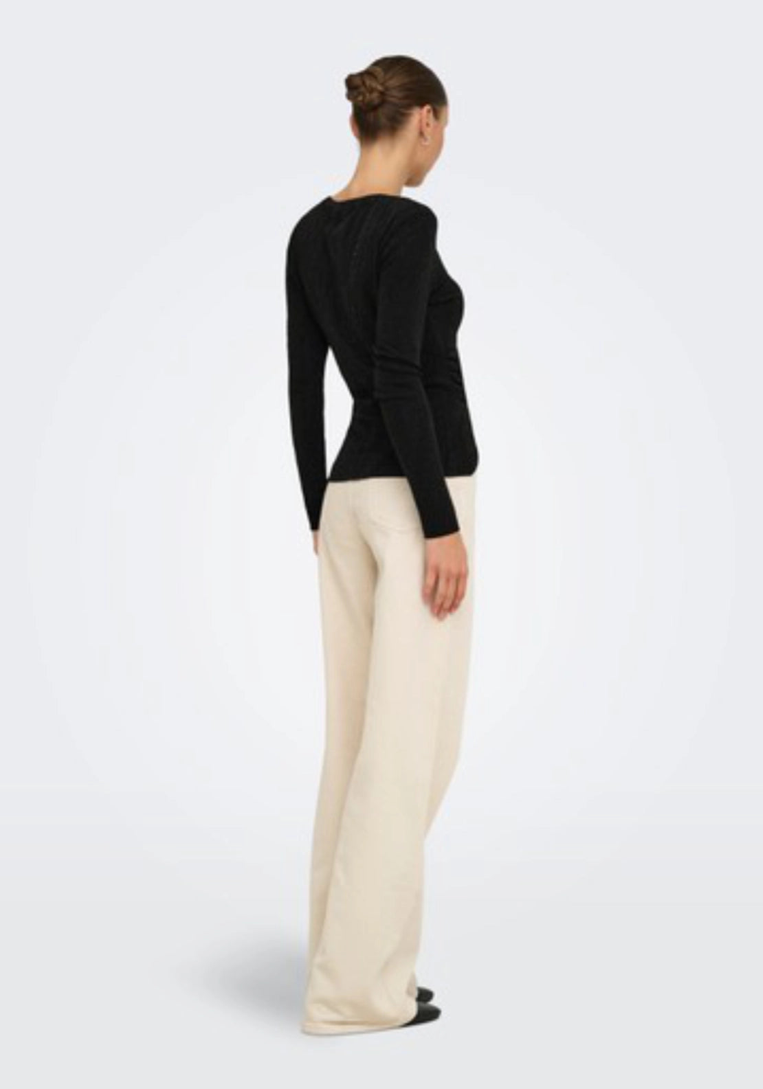 Kiwi Long Sleeve O-Neck Top - Black Glitter