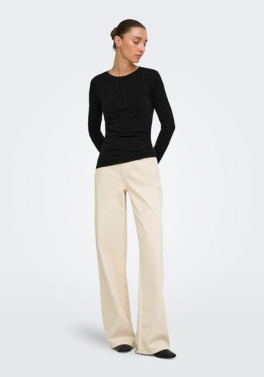 Kiwi Long Sleeve O-Neck Top - Black Glitter