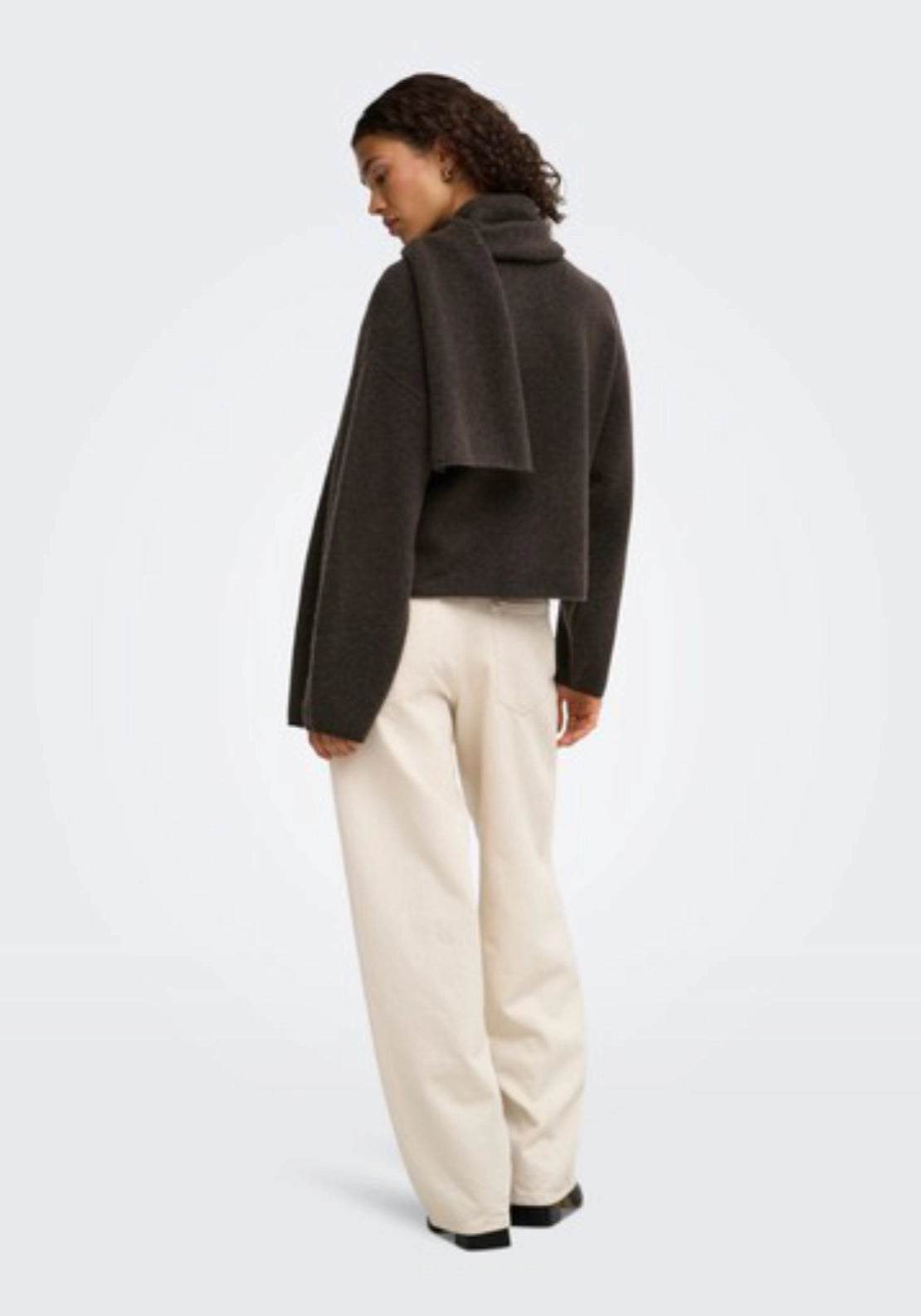 Dagmar Long Sleeve Scarf Detail Cardigan - Mulch