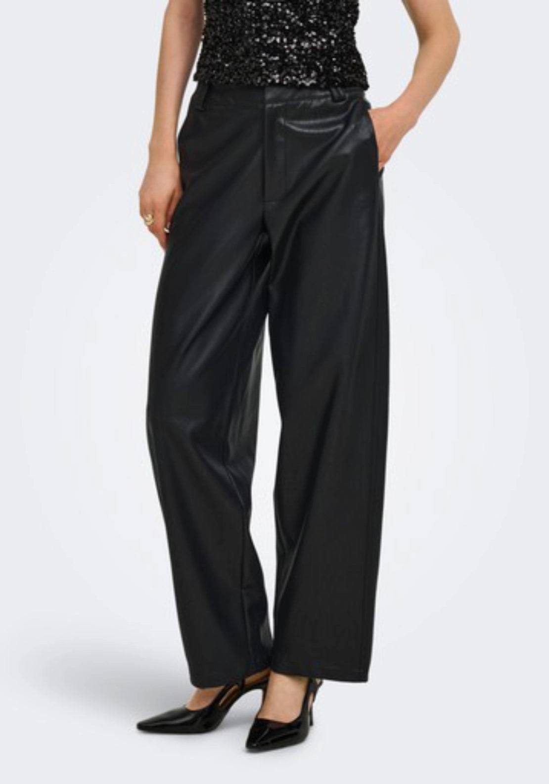 Reese Selma High Waist Barrel Trouserss - Black