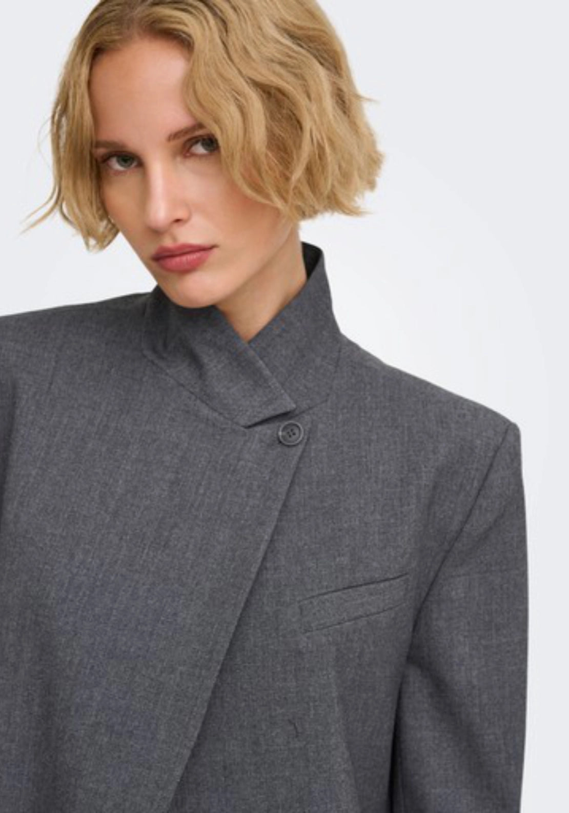 Valerie High Neck Blazer - Grey